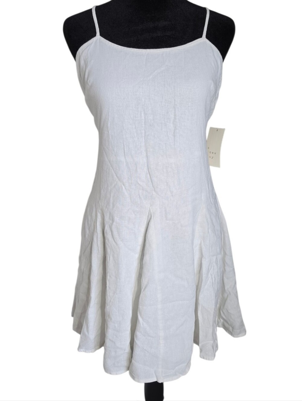 A New Day White Spaghetti Strap Linen Mini Dress - Size Small